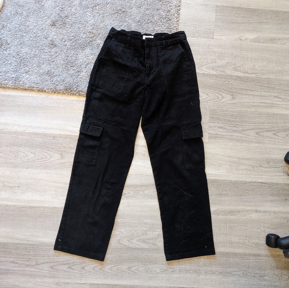black high waisted straight leg cargo jeans - Picture 5 of 5